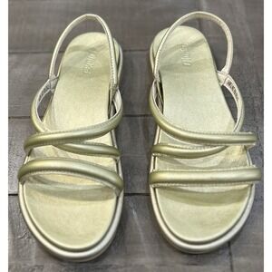 OLUKAI Women's Tiare Strappy Sandals Gold Bubbly Comfort Strap Flat Size 8-8.5